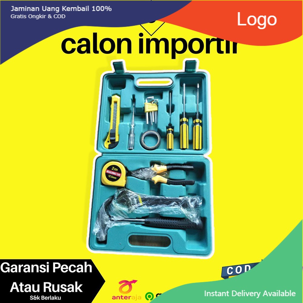 Jual Alat Tool Set Lengkap Perkakas Tukang Bangunan Palu Tang Obeng