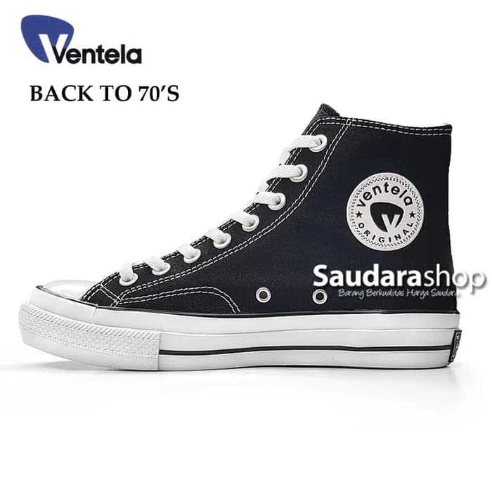 Sepatu Ventela BACK TO 70's Black White High Sepatu Ventela 70s HC 38