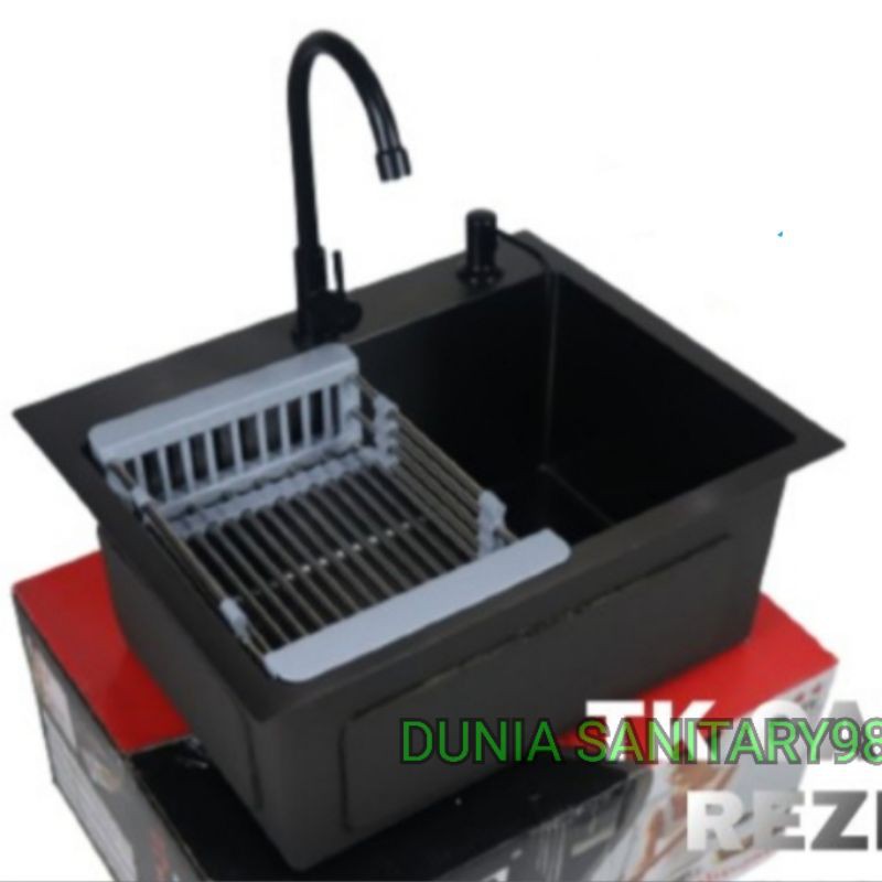 Jual Promo Kitchen Sink Stainless Black Bak Cuci Piring Paket