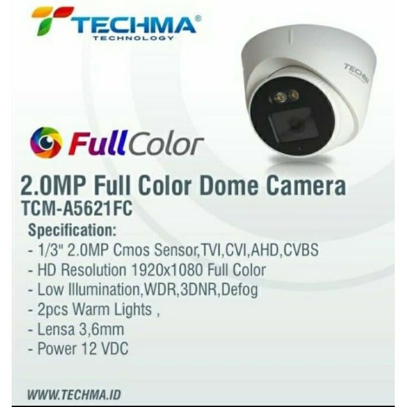 Jual kamera CCTV camera TECHMA 2mp fullcolor techma indoor | Shopee ...