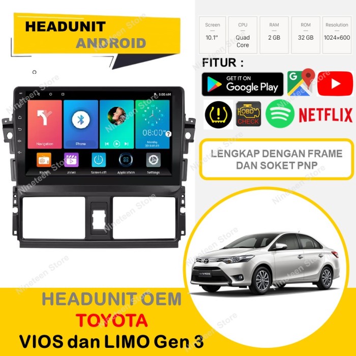 Jual Headunit Android Oem Toyota Yaris Vios Inch Shopee Indonesia