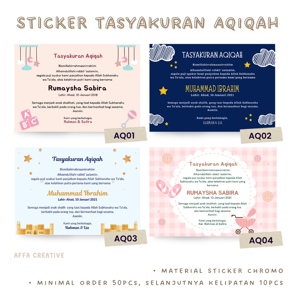 Jual Sticker Tasyakuran Aqiqah Kelahiran Bayi [1] | Shopee Indonesia