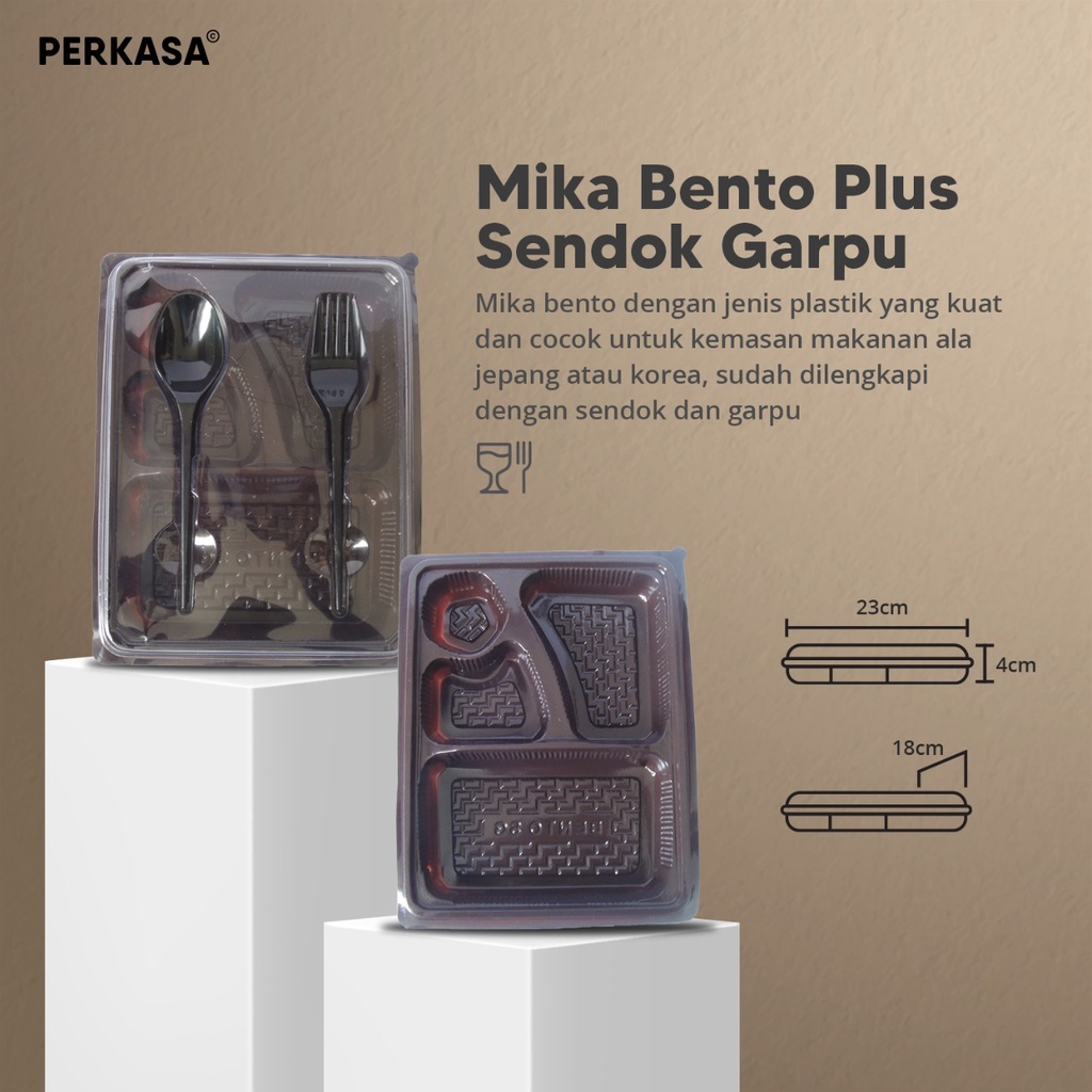 Jual Mika Box Bento Mika Bento Gratis Sendok Garpu Murah Tray Bento Sendok Garpu Hitam