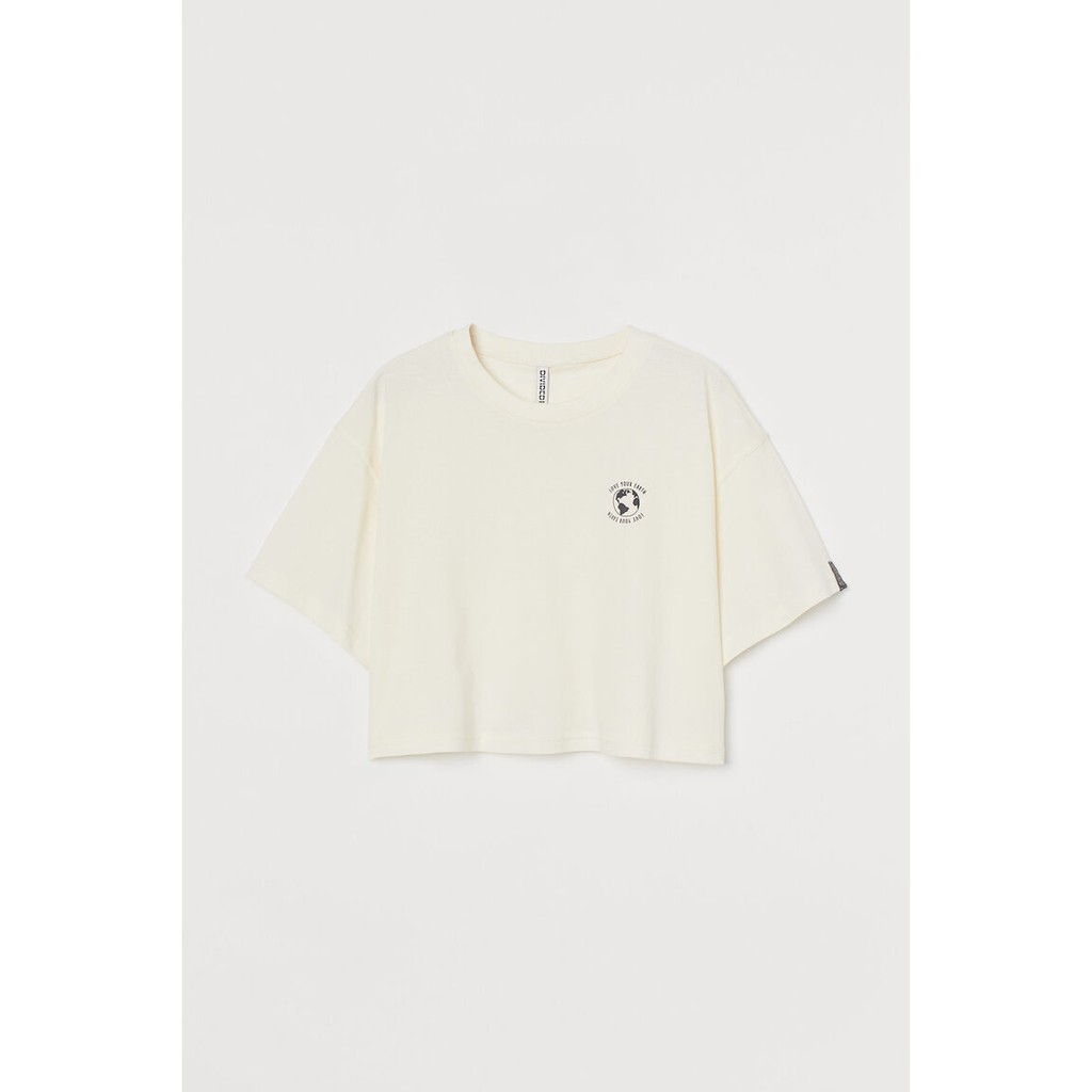 Jual H&M Kaos crop jersey top Love your earth Shopee Indonesia