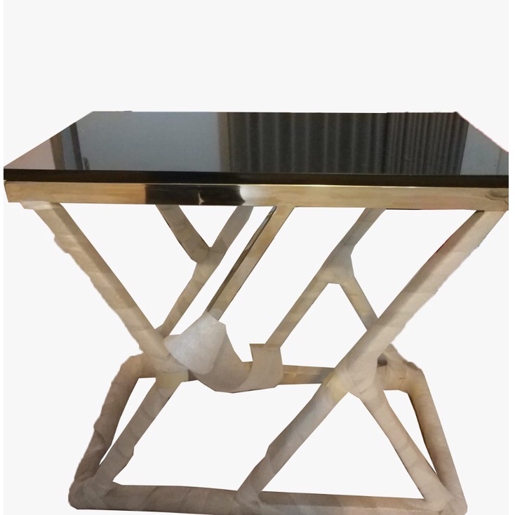 Jual Corner Table Side Table Coffee Table Meja Marmer Dengan Kaki Stainless Gold Meja Corner