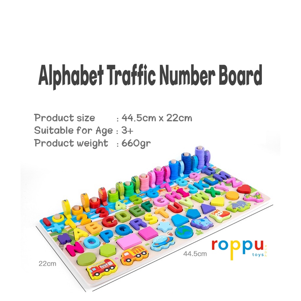 Jual Roppu Alphabet and Number Board 6in1 Mainan Puzzle Mainan Edukasi ...