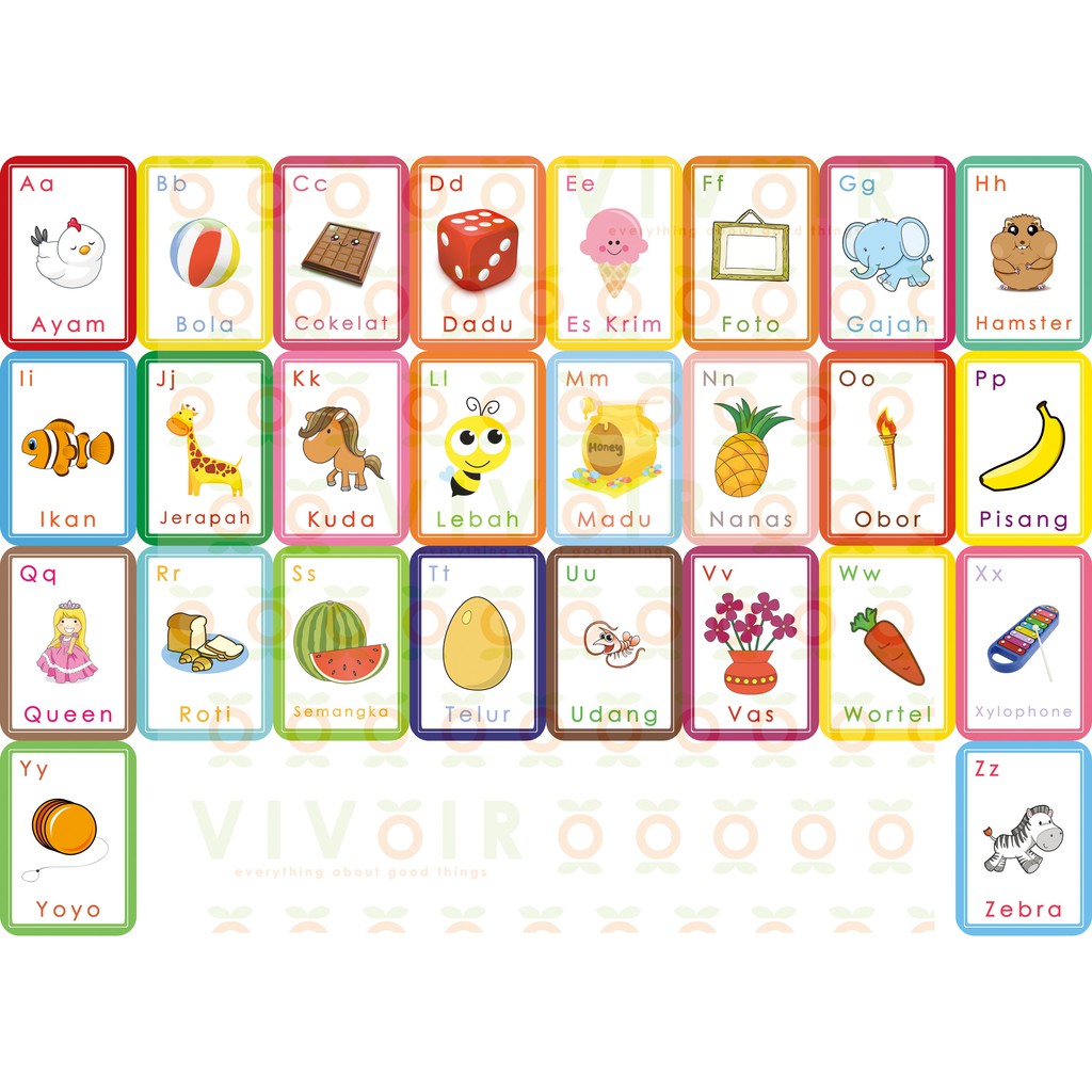 Jual FLASH CARD ALPHABET / KARTU BELAJAR ALFABET BAYI & ANAK INDONESIA ...