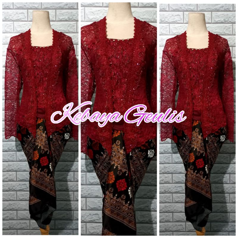Jual set kebaya modern kebaya pesta kebaya cantik warna maroon+rok ...