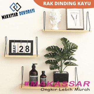 Jual Guninco Rak Dinding Tempel Gantung Kamar Kayu Besi Hanging Storage Organizer Shelf