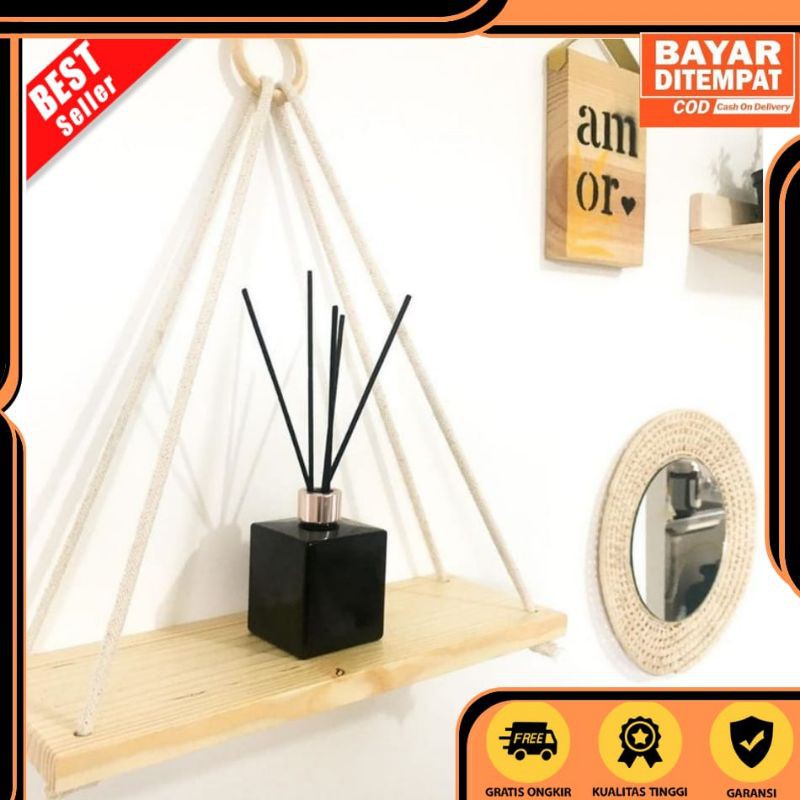 Jual AMTALI Ambalan Tali Kayu / Rak Gantung / Rak Hiasan Dinding ...