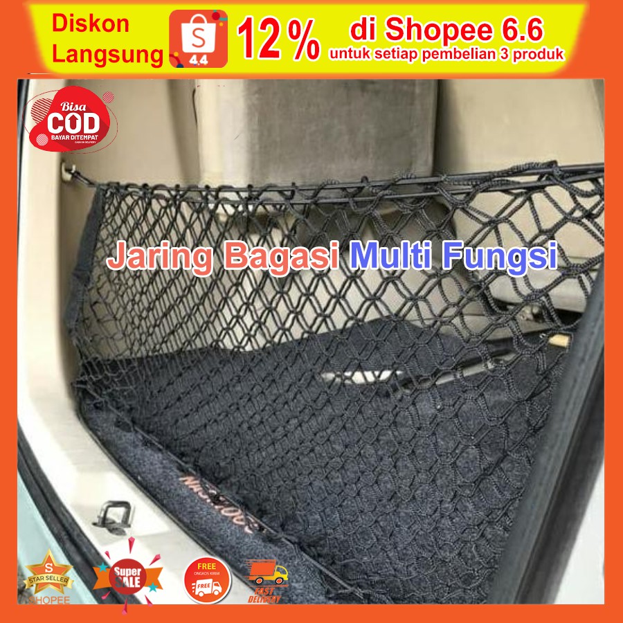 Jual Promo Jaring Bagasi Mobil 2 Lapis Warna Hitam Kuat Dan Elastis ...