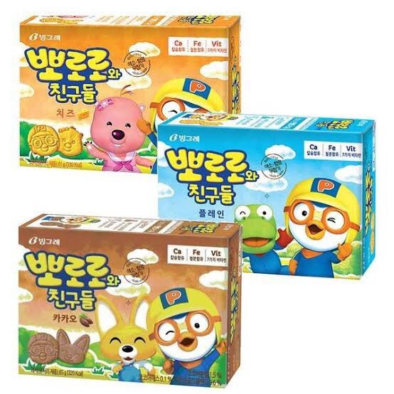 Jual W2fit Pororo Korea Binggrae Biscuit Plain/Cheese/Cocoa 65g - Snack ...