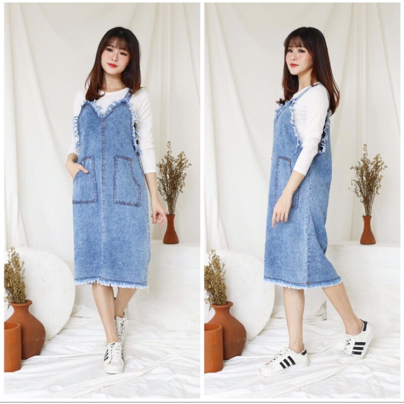 Jual Rok Overall Denim Snow | Shopee Indonesia