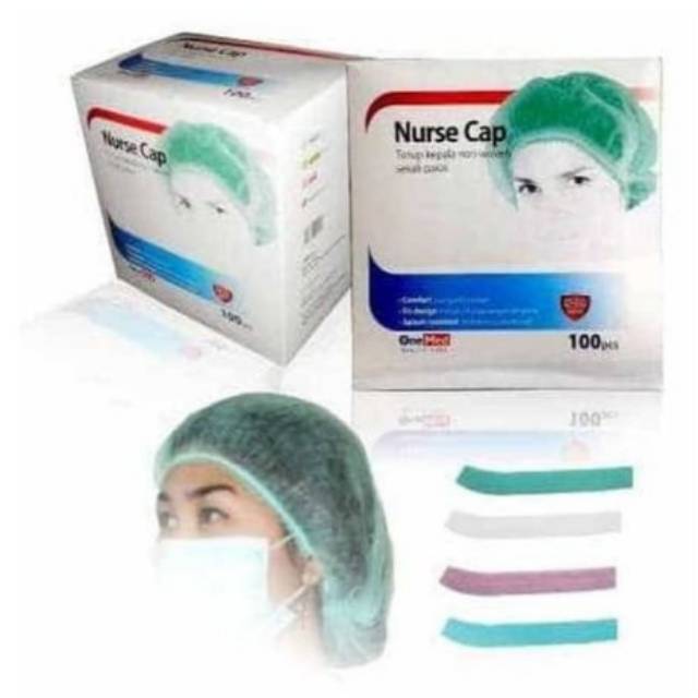 Jual Nurse Cap Topi Perawat Penutup Kepala Non Woven Green OneMed JUAL ...