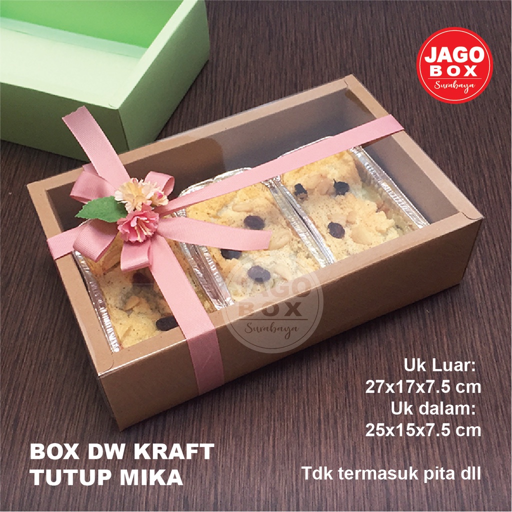 Jual Box Dw Kue Kering Souvenir Kraft Tutup Mika 25x15x75 Cm Ukdalam Shopee Indonesia 4320