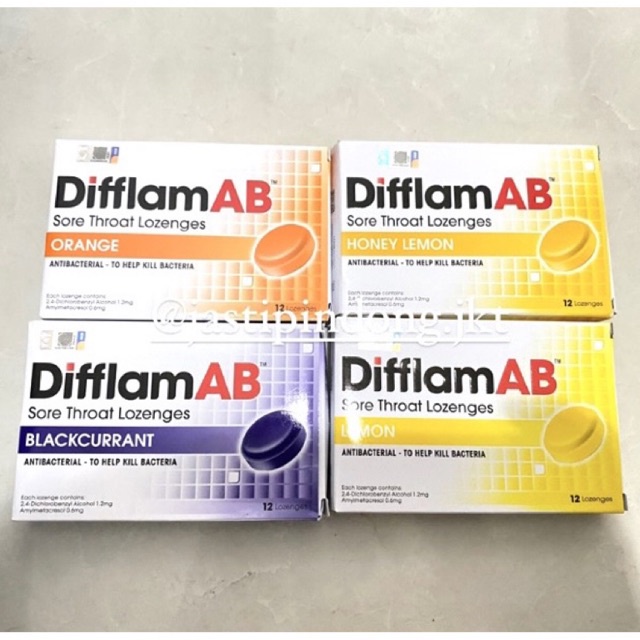 Jual Difflam AB Sore Throat Lozenges isi 12 Permen Sakit Tenggorokan ...