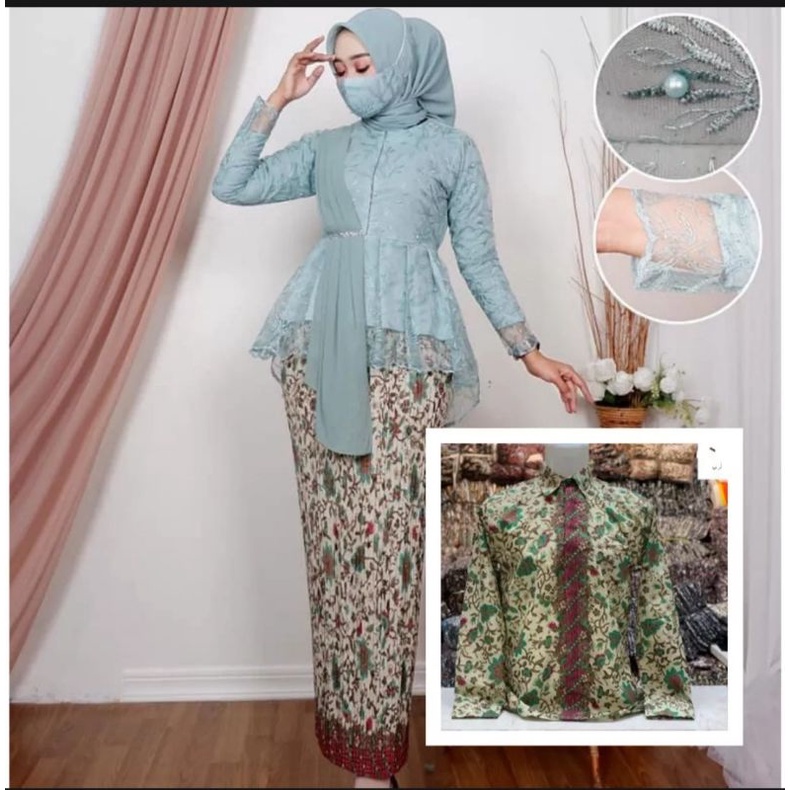 Jual COD set couple selendang aurora//set kebaya keluarga//set couple ...