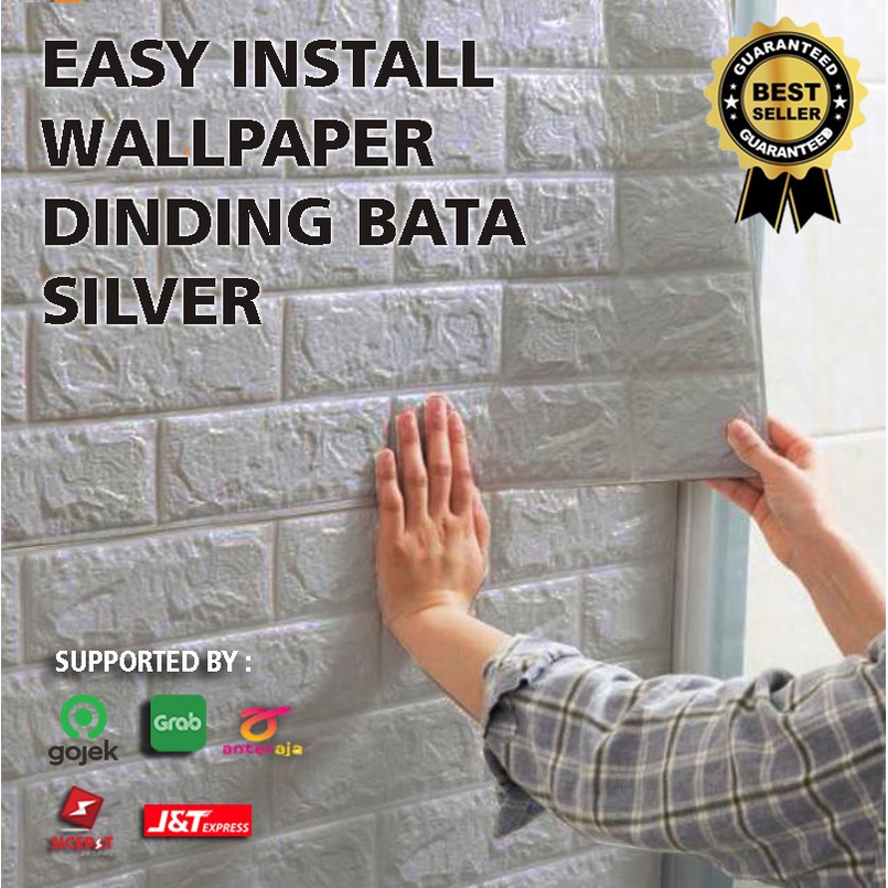 Jual Easy Install Wallpaper Bata Sticker Dinding Ruangan - White / Grey ...