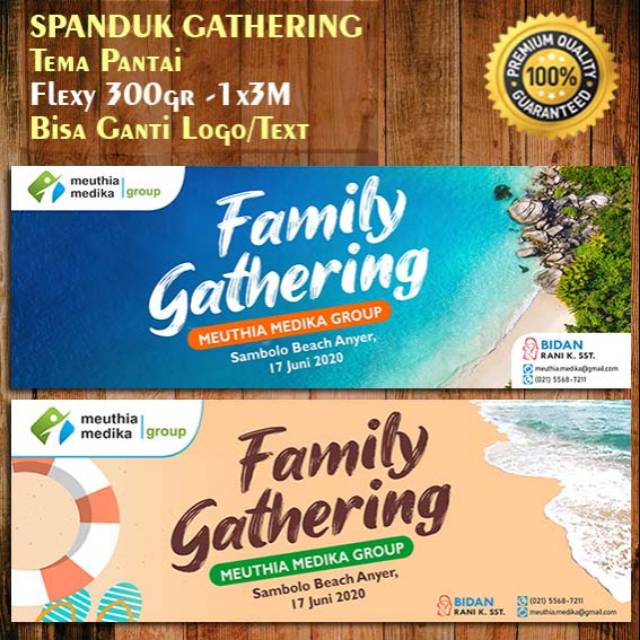 Jual Spanduk Acara Family Gathering 3M Tema Pantai -Edit Desain Banner