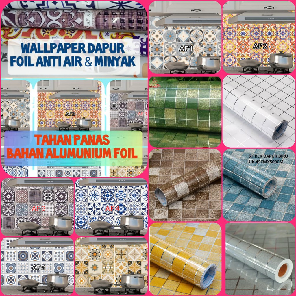Jual WALLPAPER DINDING DAPUR FOIL WALLPAPER DINDING TEGEL WALLPAPER