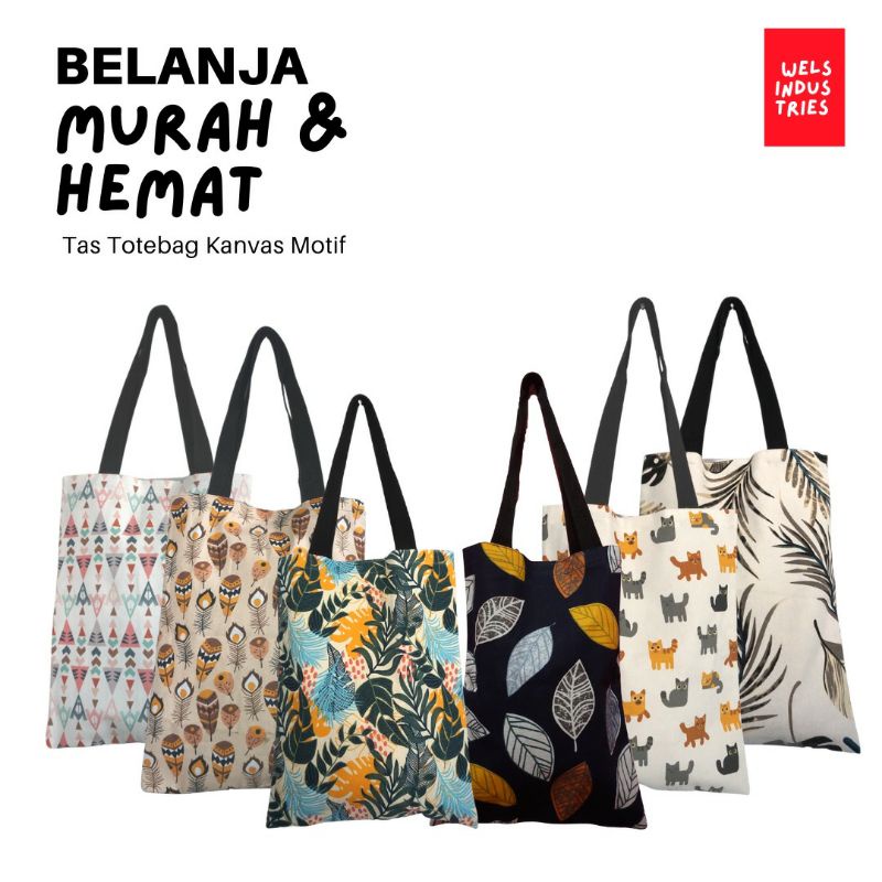 Jual Tote Bag Wanita Tas Tote Bag Kanvas Blacu Murah Shopee Indonesia