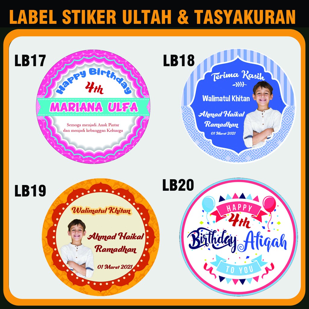 Jual Cetak Label Stiker untuk Tasyakuran Ultah Tumpeng Mini | Shopee