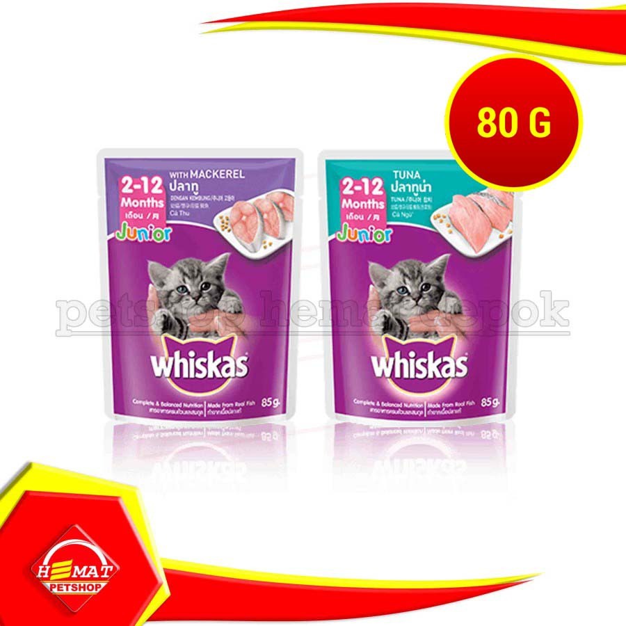 Jual Makanan basah Kucing whiskas junior pouch 85 gr cat wet food sachet 85gr snack Shopee