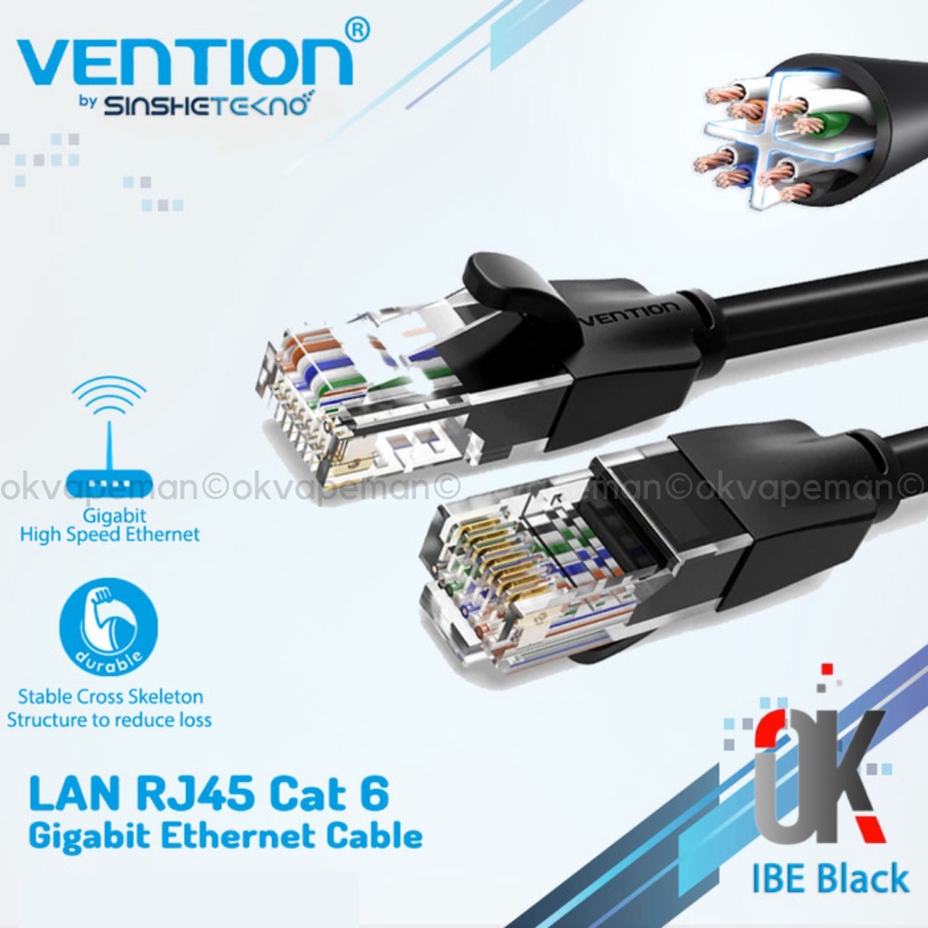 Jual Vention Ibe M Kabel Lan Rj Cat Cat Cat Gigabit Utp Ethernet Round Black Ibe