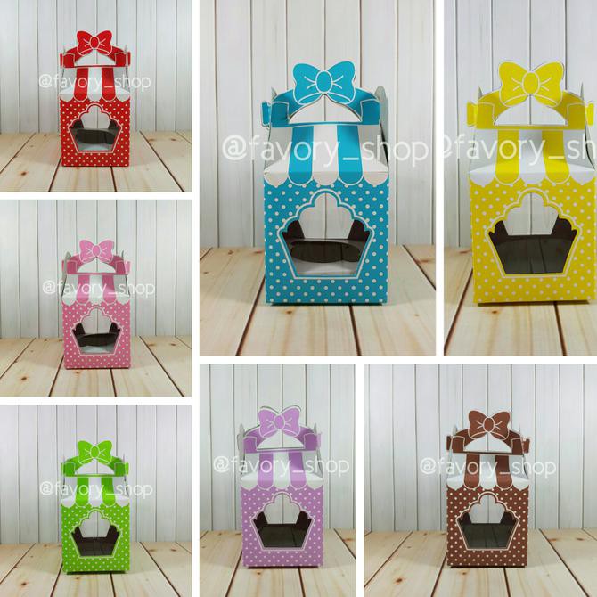 Jual Dus Cupcake isi 1 Polka Pita / Box Kemasan Kue Cupcake Single