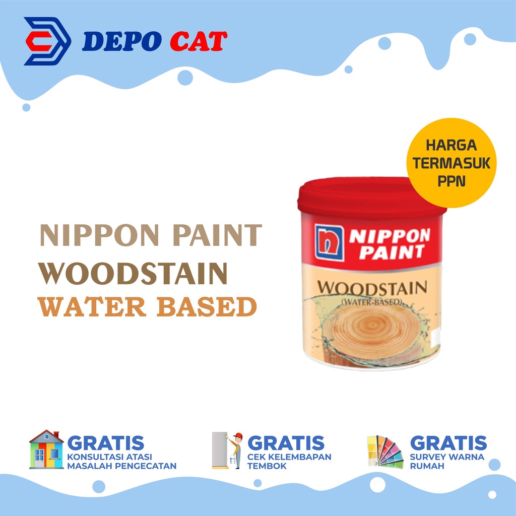 Jual Nippon Paint Wood Stain Politur Kayu Waterbase 1 Ltr Shopee