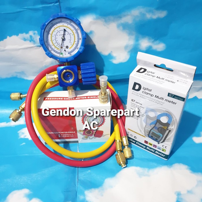 Jual Paket Manifold Sighlass Pengisian+Tang ampere AC R22,R410,R32 ...