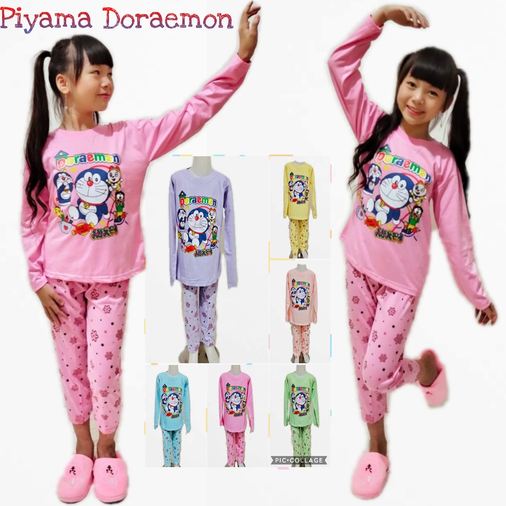 Jual ( PP-LS) Baju tidur anak cewek LS DORAEMON - PIYAMA DORAEMON