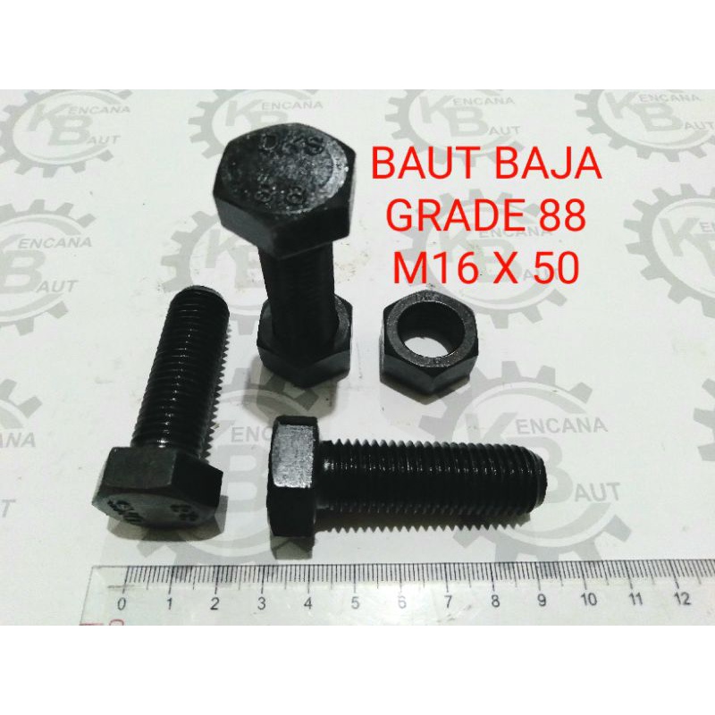 Jual BAUT BAJA M16 X 50 GRADE 88 / HEXAGON BOLT M16 X 50 KUNCI 24 ...