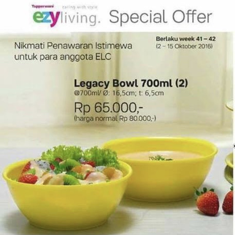 Promo Tupperware Legacy Bowl Server 2,8ltr Wadah Mangkok Saji Diskon 23% Di  Seller Best Home Living - Kebon Kacang, Kota Jakarta Pusat