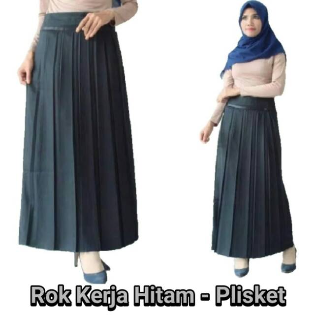 Jual Ready Rok Panjang Kerja Plisket Rempel Hitam Model A Jumbo Shopee Indonesia 5645