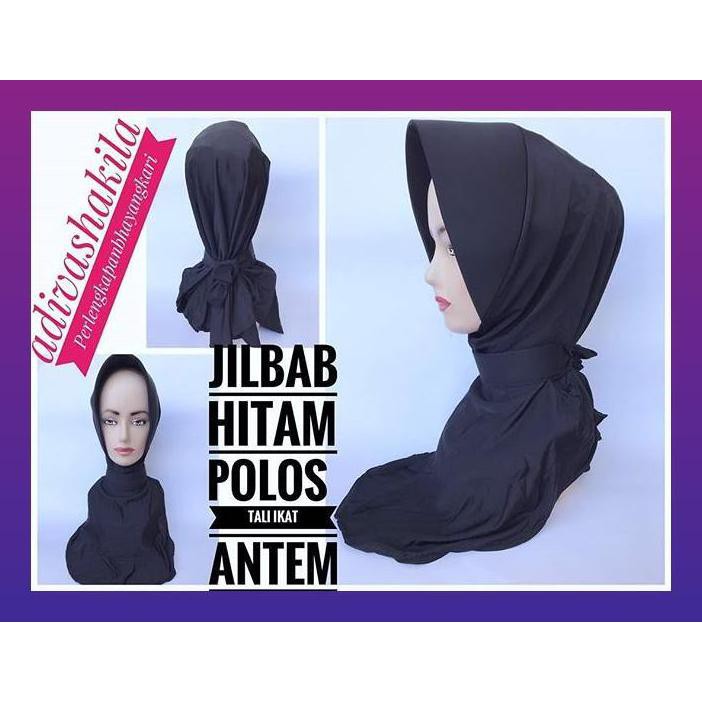 Jual Jilbab Dinas Polwan Wara Satpol Pp Secwan Hitam Polos Tali Ikat