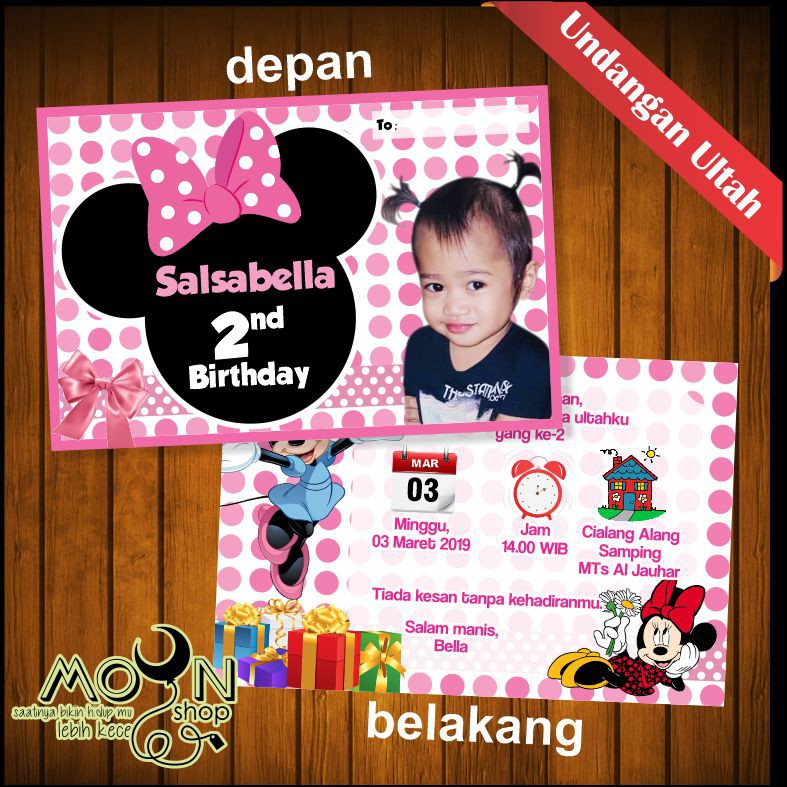 Jual Undangan Ulang Tahun Custom Tema Mickey & Minnie Mouse FREE ...