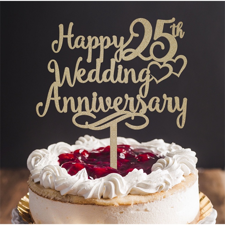 Jual Hiasan kue Happy 25th Wedding Anniversary | cake topper tema ...