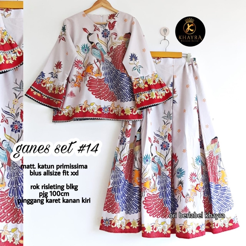 Jual Setelan Batik Blus Lengan Panjang Model Terompet Rok Batik Model ...