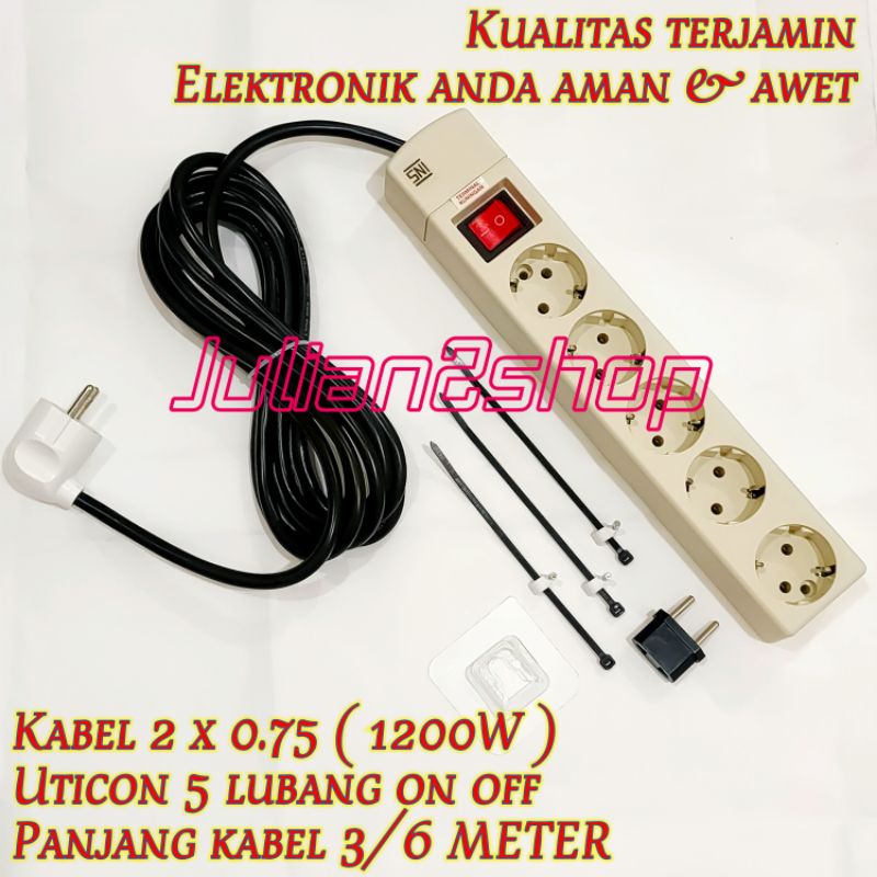 Jual Colokan listrik UTICON rakitan /stok kontak 1,2,3,4,5,6 LUBANG ...