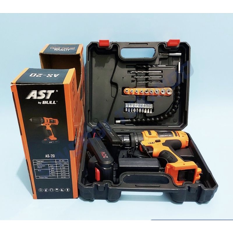 Jual Mesin Bor Baterai Ast Bull Cordless Impact Drill V Set Baterai Shopee Indonesia