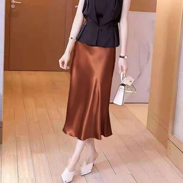 MDLV ~ 7884 Genevieve Midi Skirt Premium Women Satin Skirt Rok Midi Satin Rok Premium Rok Satin