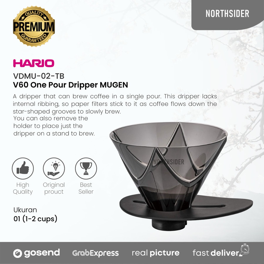 Jual Hario V60 One Pour Plastic Dripper Mugen VDMU02TB black