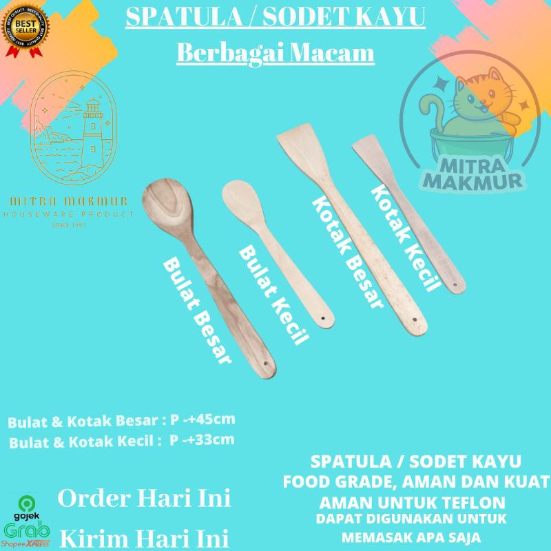 Jual New!! Spatula / Sodet / Centong Kayu Tipe A B C Shopee Indonesia