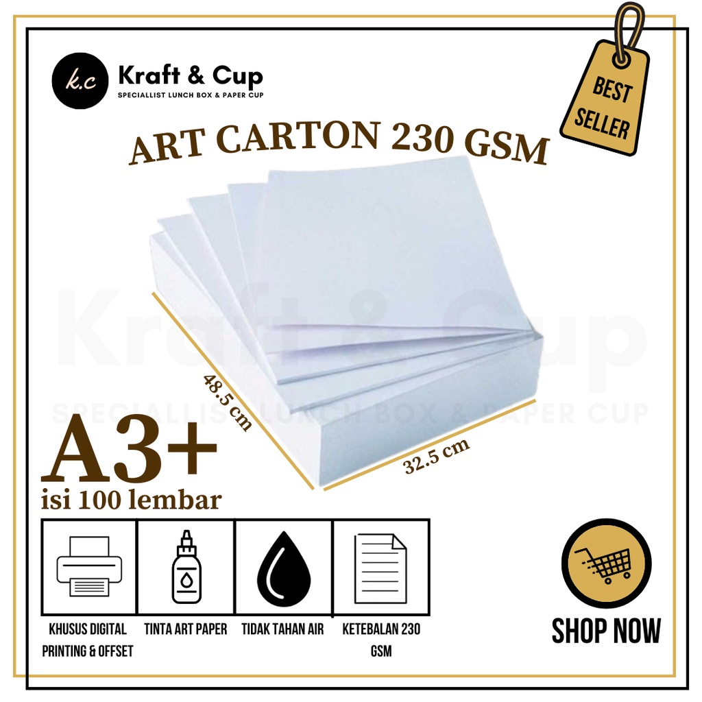 Jual Kertas Art Karton A3 Plus 230 Gsm Isi 100 Lembar Kertas Art