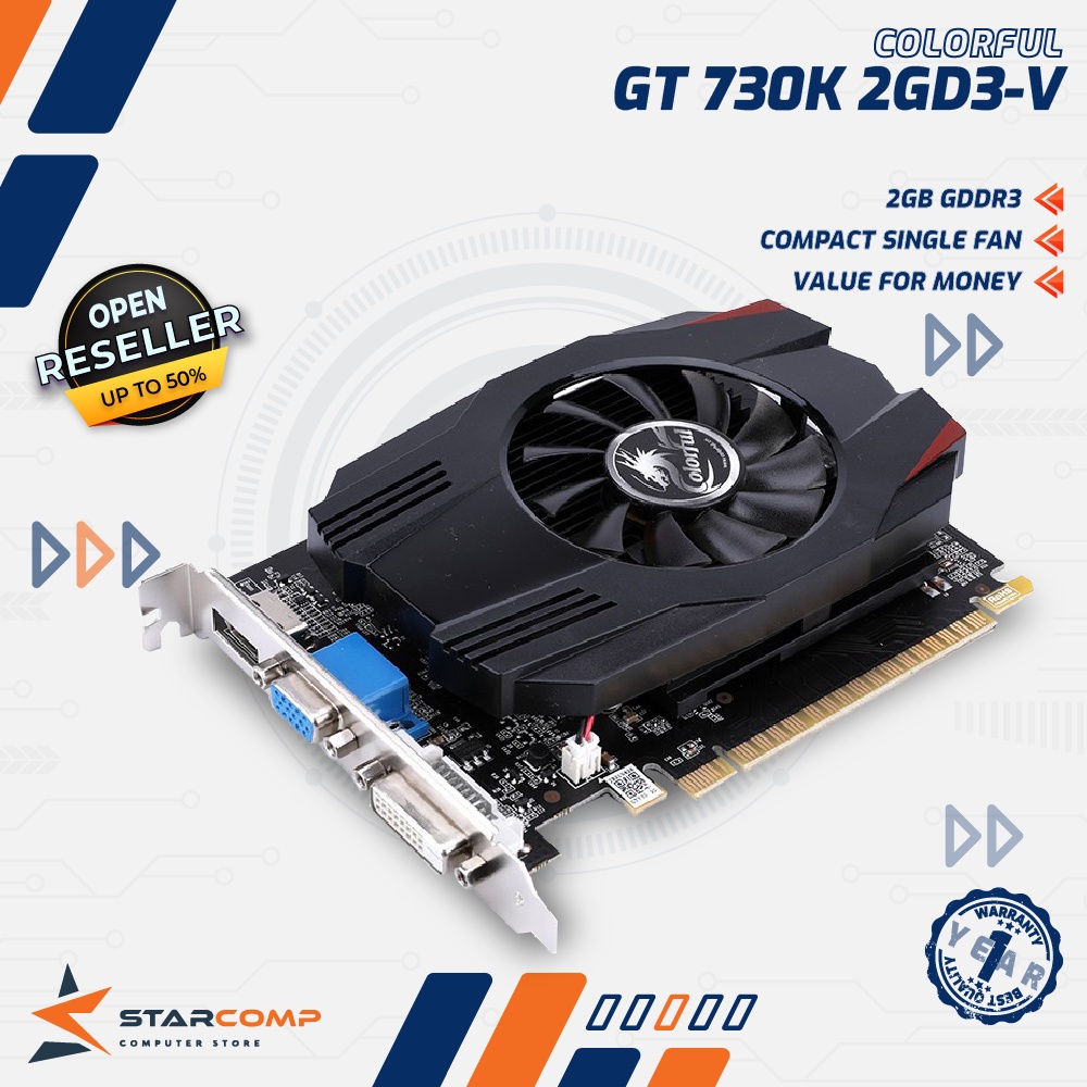 Jual Colorful GT 730K GT730K 2GD3-V 2GB GDDR3 DVI VGA HDMI VGA GT730 ...