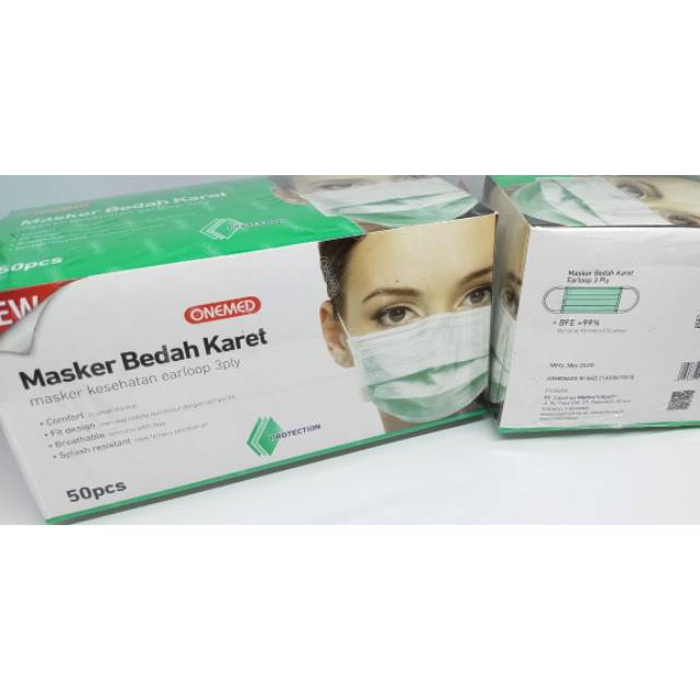 Jual MASKER EARLOOP ONEMED 3 PLY MASKER BEDAH KARET | Shopee Indonesia