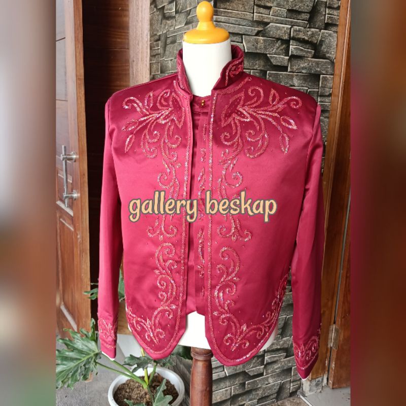 Jual beskap pengantin jawa maroon / beskap hewes | Shopee Indonesia
