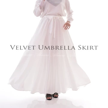 Rok Satin Panjang Payung Lebar Syari Kondangan Velvet Umbrella Skirt Almira Panjang 100cm 15