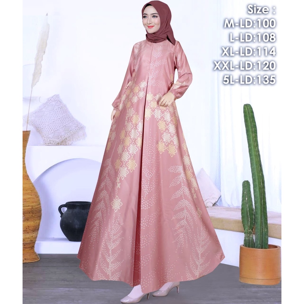 Jual Gamis Maxmara Silk Motif Bunga Standar Jumbo Shopee Indonesia